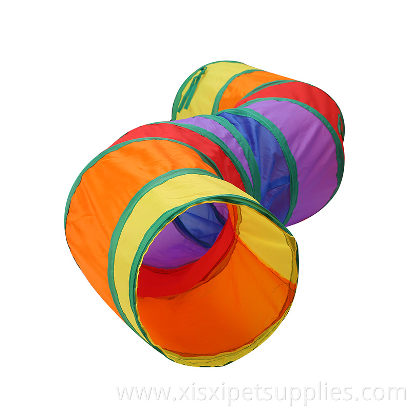 S shape rainbow color foldable tunnel cat toy